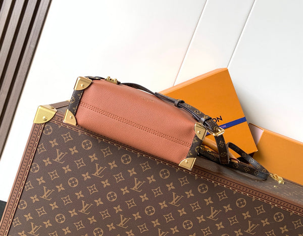 LV Side Trunk Bag 23.5cm Brown in Cowhide 287099