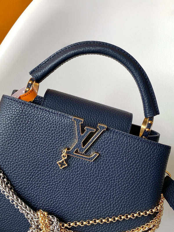 LV Capucines Mini Handbag Navy Blue in Taurillon Calfskin leather 287072