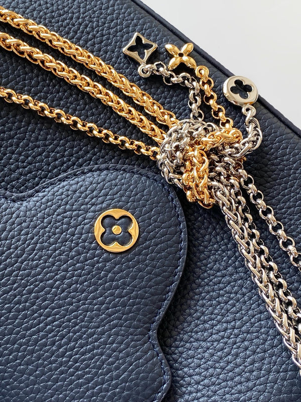LV Capucines Mini Handbag Navy Blue in Taurillon Calfskin leather 287072