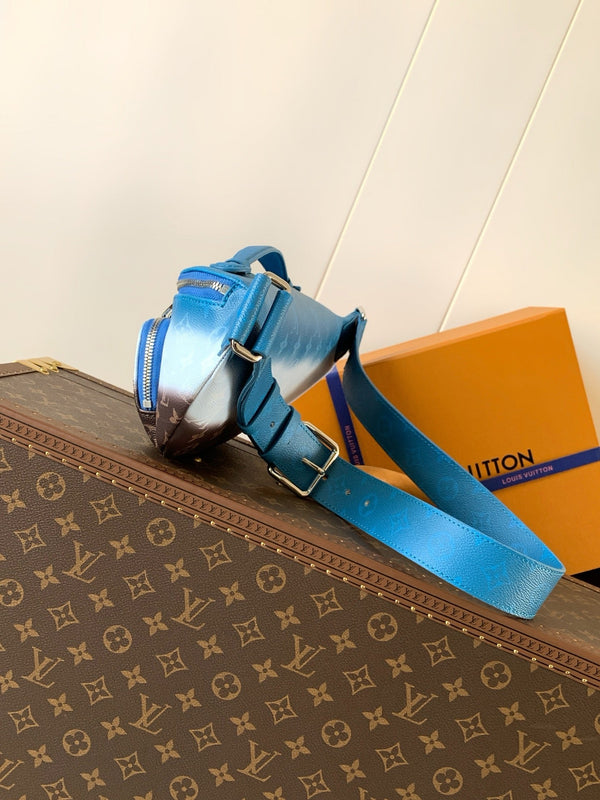 LV Rush Bumbag 30cm Gradient Blue in Monogram Shadow Cowhide leather 287015