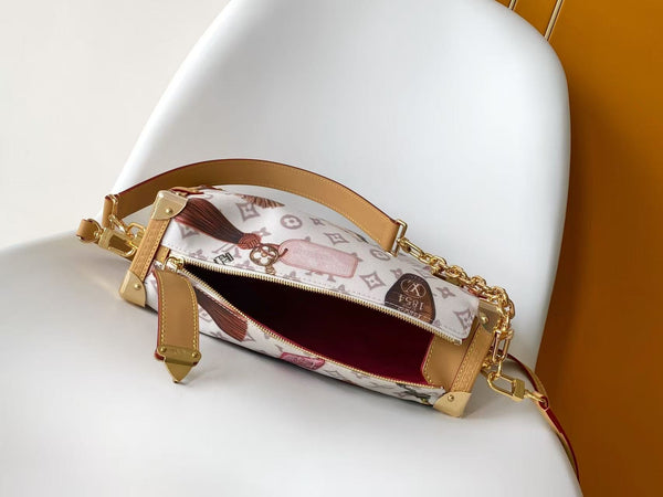 LV Side Trunk Handbag 30cm White in Monogram Canvas 287009