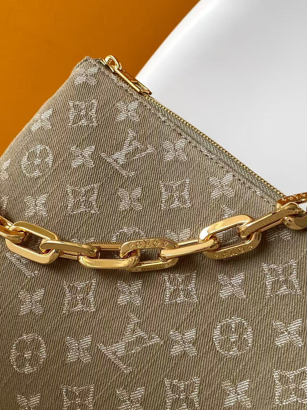 LV Coussin Bag 26 Greige in Cotton Denim 287007