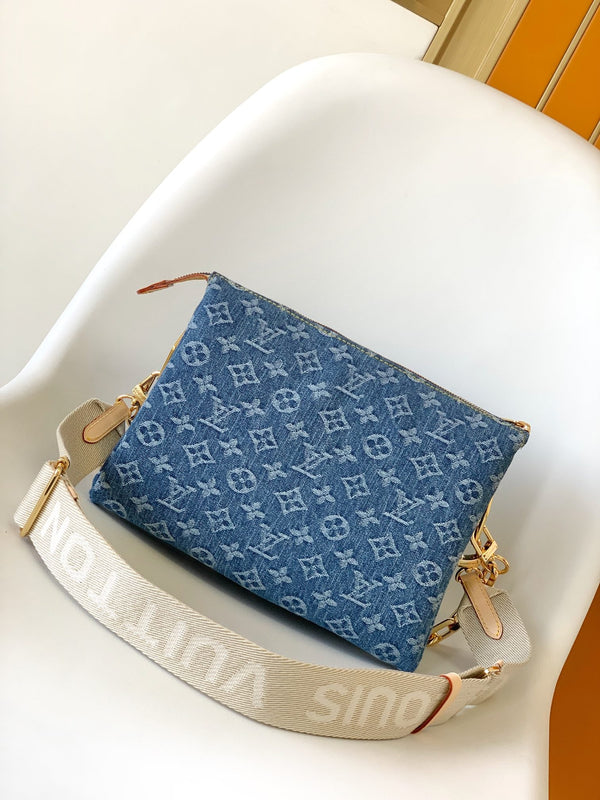 LV Coussin Bag 26 Blue in Cotton Denim 287005