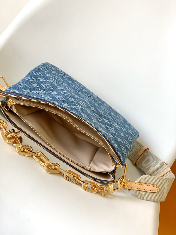 LV Coussin Bag 26 Blue in Cotton Denim 287005