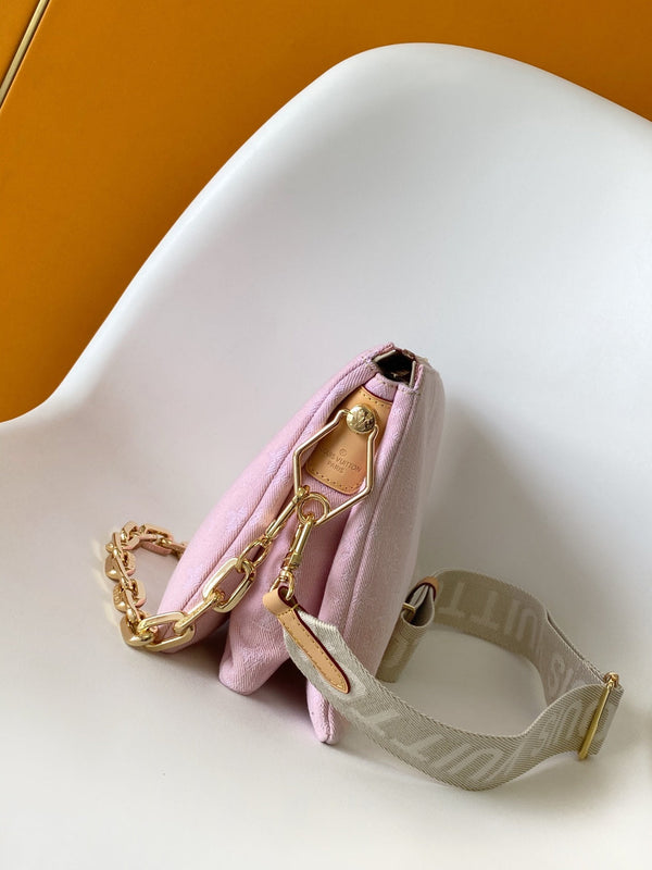 LV Coussin Bag 26 Pink in Cotton Denim 287003