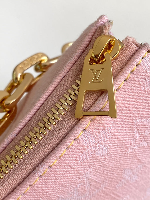 LV Coussin Bag 26 Pink in Cotton Denim 287003
