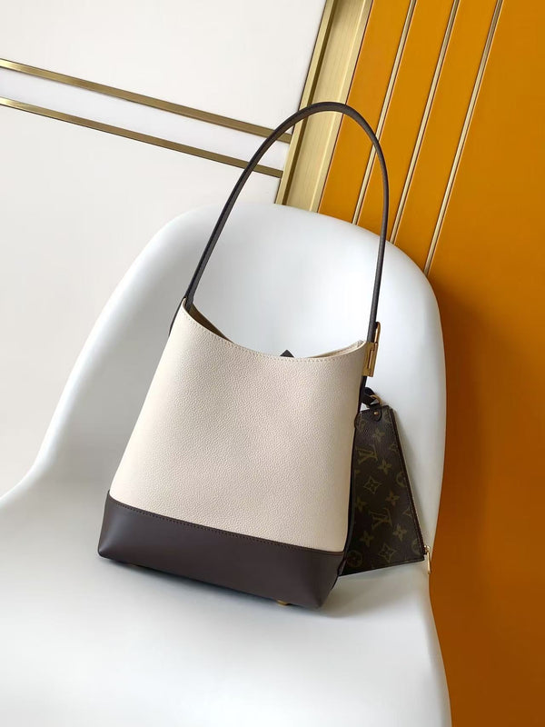 LV Low Key Hobo Bag 28 White Black in Smooth Cowhide 286849