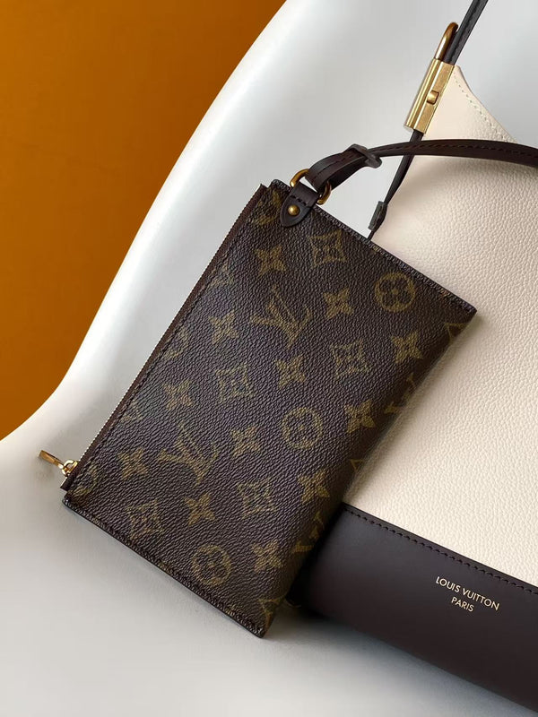 LV Low Key Hobo Bag 28 White Black in Smooth Cowhide 286849