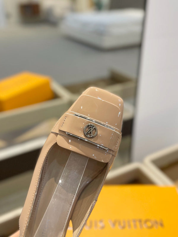 LV Slingback Heel 50mm Beige in Patent Leather 769027