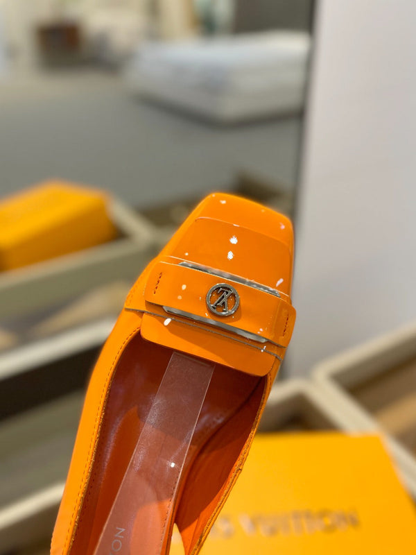 LV Slingback Heel 50mm Orange in Patent Leather 769028