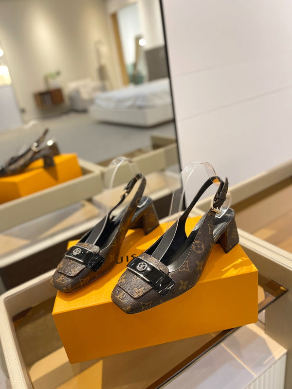 LV Slingback Heel 50mm Brown in Leather 769030