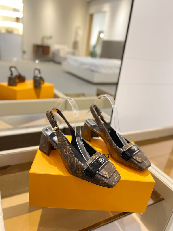 LV Slingback Heel 50mm Brown in Leather 769030