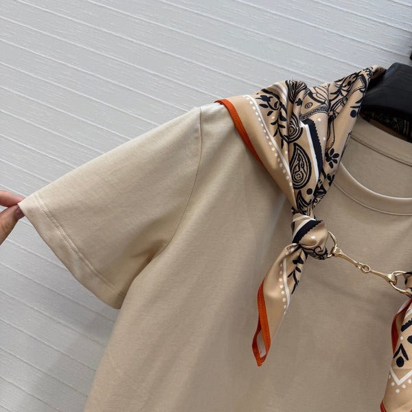 T-shirt HM beige en coton 381540