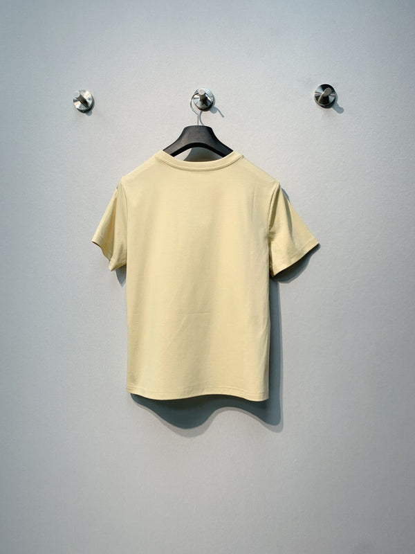 CC 26 Yellow Rhinestone Embellished Crew Neck Short-Sleeve T-Shirt in Cotton 381112