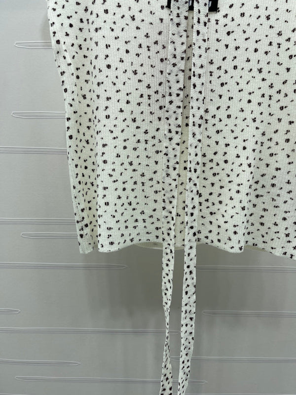 Miu 26 Leopard print Halter Neck Knit Vest White in Wool 382055