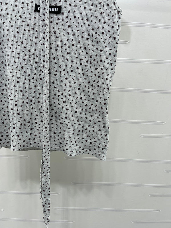 Miu 26 Leopard print Halter Neck Knit Vest Gray in Wool 382054