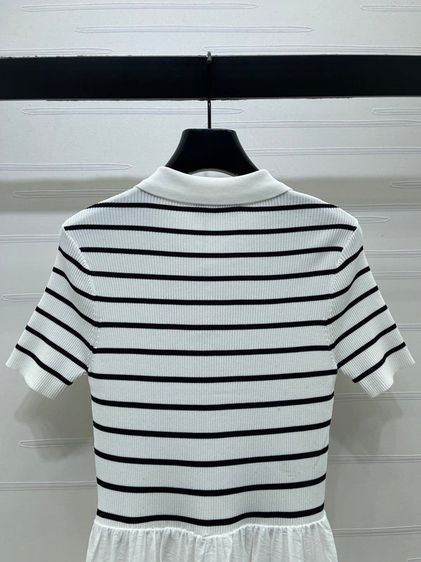 Miu 26 Collared Short-sleeved Dress White in Polyester 380680