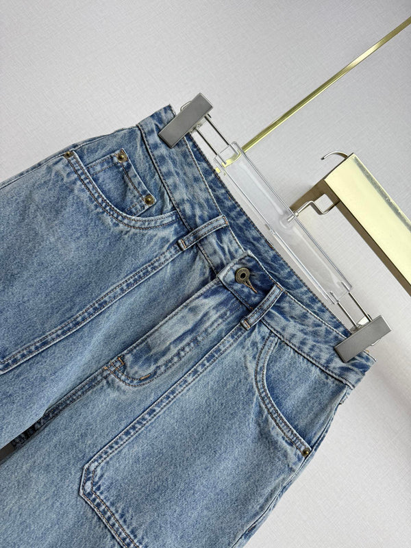 Miu 26 Wide-leg Denim Pants Blue in Cotton 380472