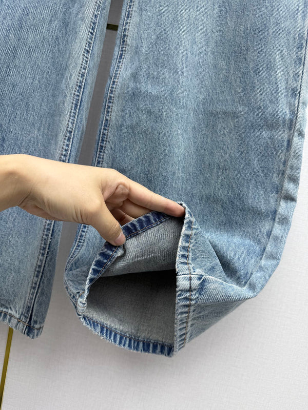 Miu 26 Wide-leg Denim Pants Blue in Cotton 380472