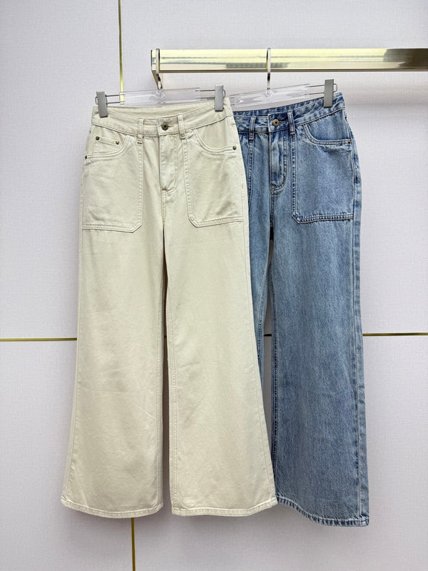 Miu 26 Wide-leg Denim Pants Blue in Cotton 380472