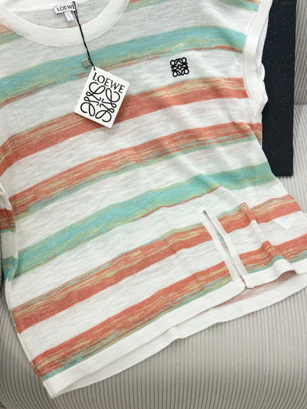 Loew 26 Short-Sleeve Top Red Blue in Cotton 380294