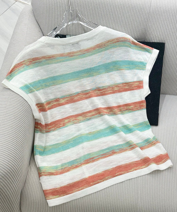 Loew 26 Short-Sleeve Top Red Blue in Cotton 380294