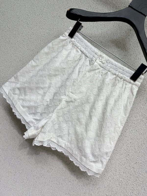 LV Shorts White in Cotton 382446