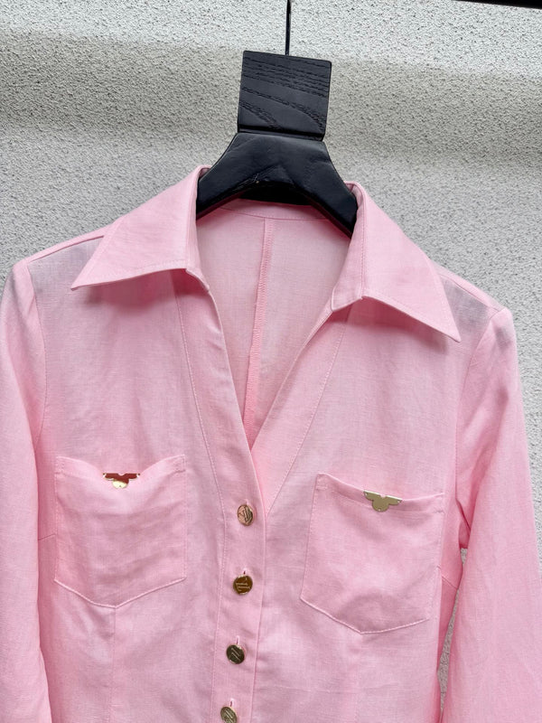 LV Shirt Set Pink in Linen 382417