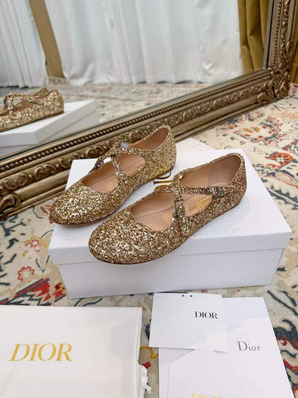 CD Ballet Flats Gold in Grit 771782