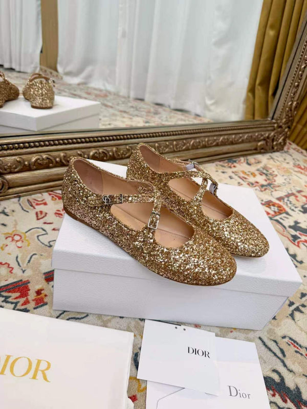 CD Ballet Flats Gold in Grit 771782