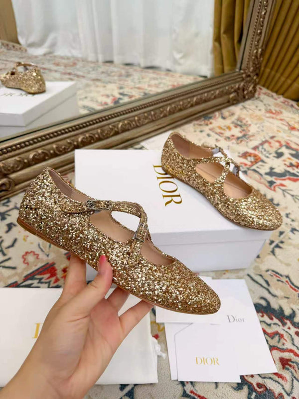 CD Ballet Flats Gold in Grit 771782