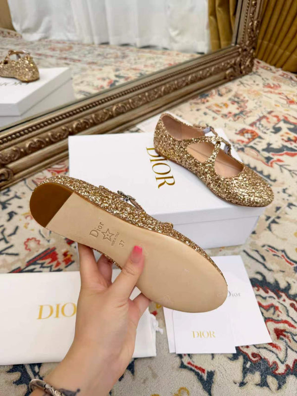 CD Ballet Flats Gold in Grit 771782