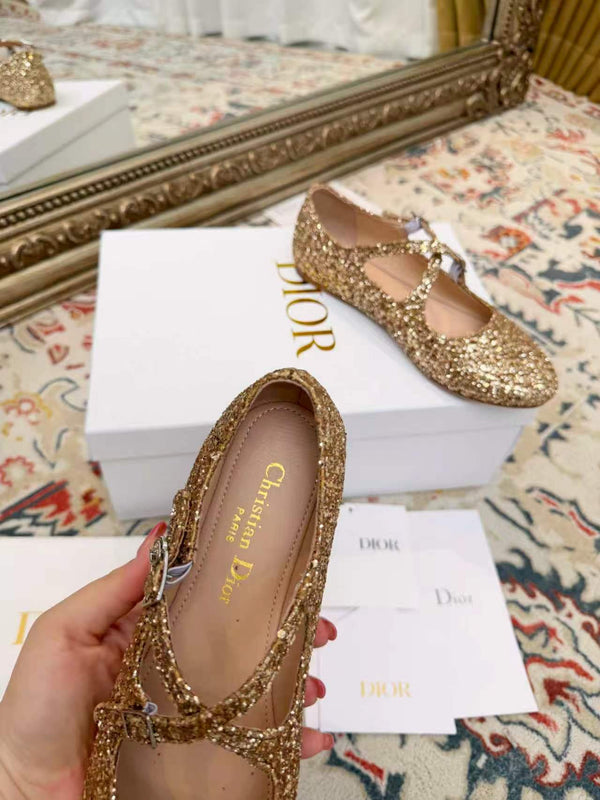 CD Ballet Flats Gold in Grit 771782