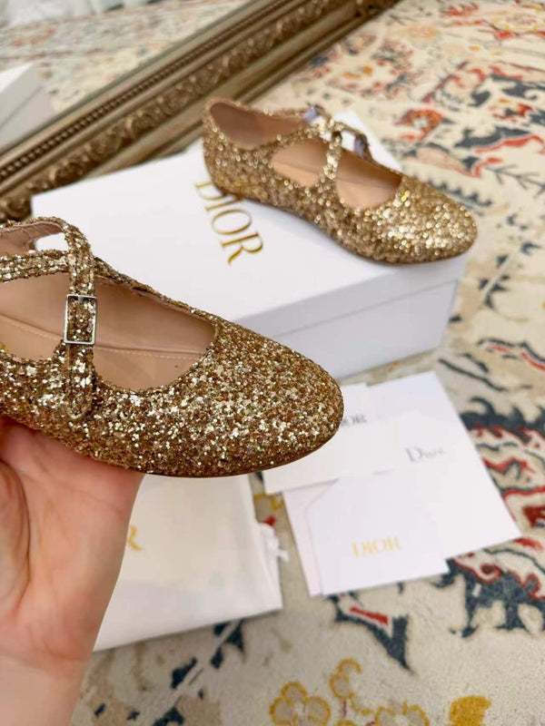 CD Ballet Flats Gold in Grit 771782