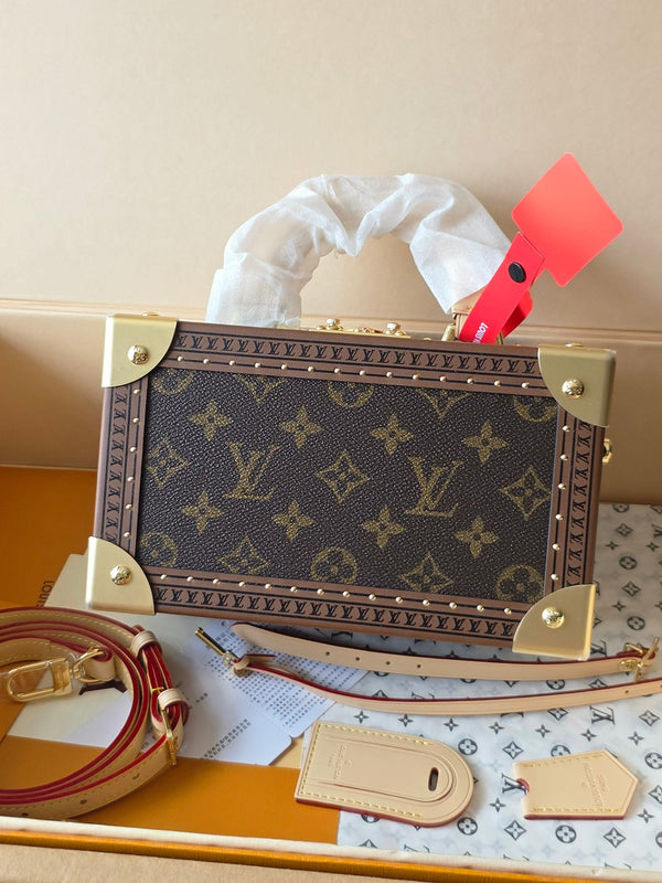 LV Petite Malle Bag 22.5cm Brown in PVC Fabric with Leather 287735
