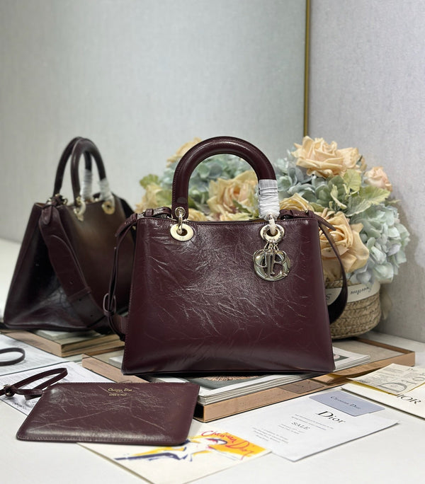 CD Diorissimo Burgundy in Ostrich-patterned Cowhide 288194