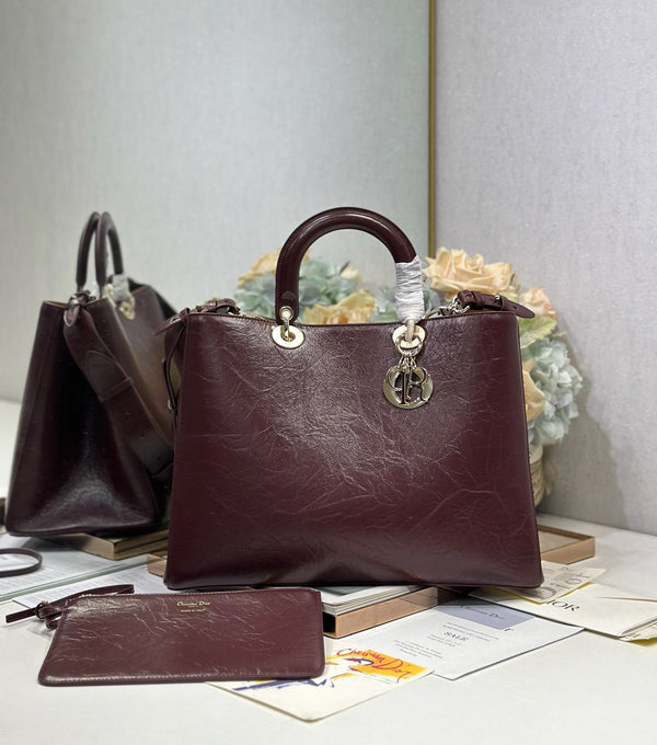 CD Diorissimo Burgundy in Ostrich-patterned Cowhide 288194