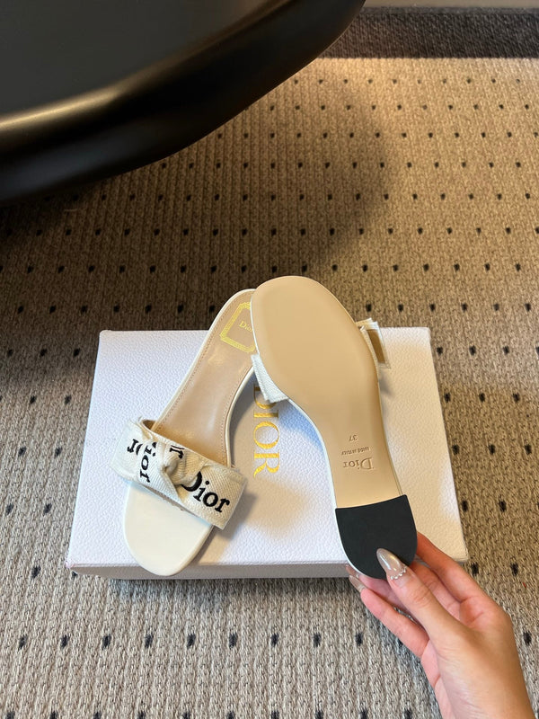 CD 26SS Letter Webbing Sandals 40 White in Fabric 789475