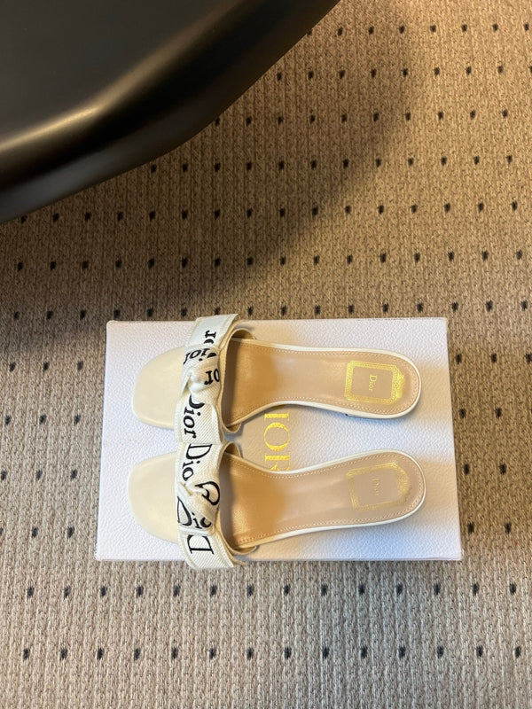 CD 26SS Letter Webbing Sandals 40 White in Fabric 789475
