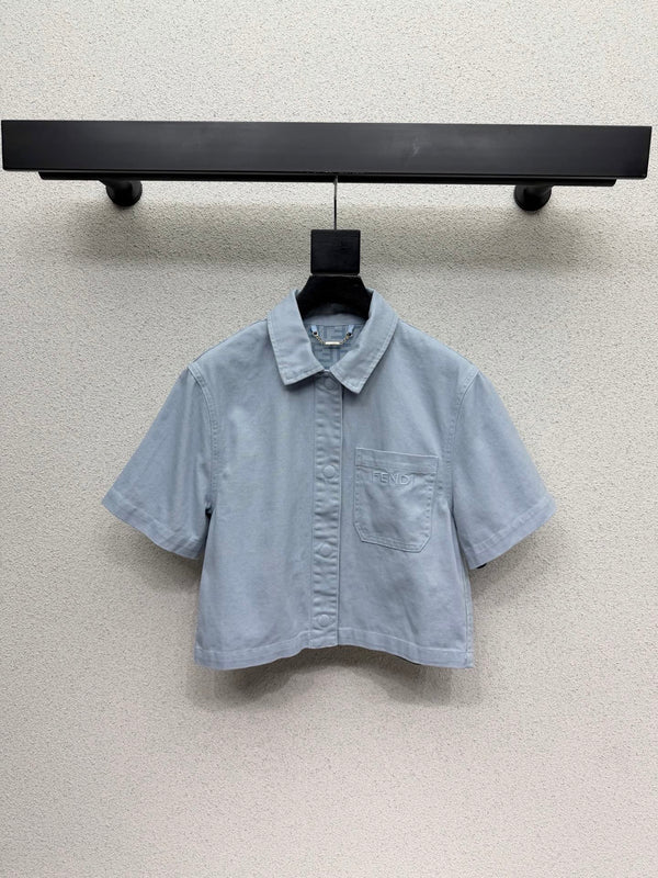 FD Denim Short-sleeved Top in Cotton 384277