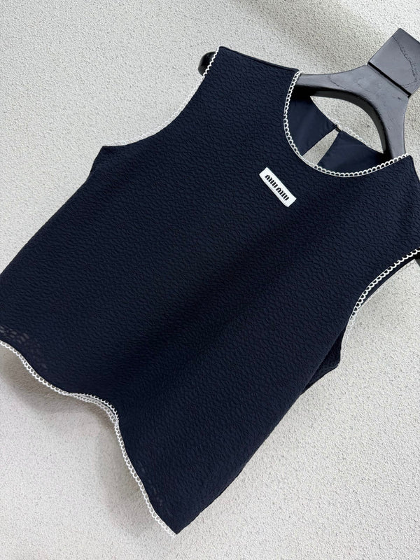 Miu Sleeveless Top Set Dark Blue in Polyester 386141