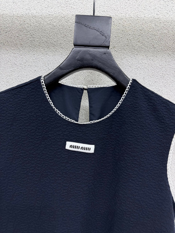 Miu Sleeveless Top Set Dark Blue in Polyester 386141