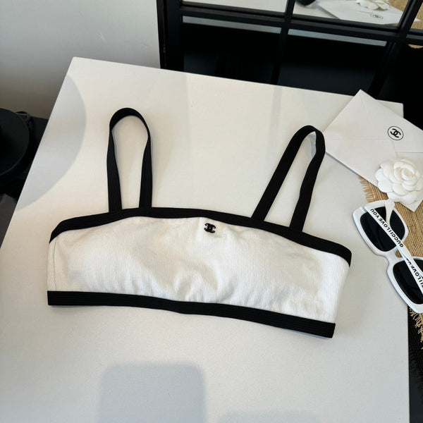 CC BIKINI SWIMSUIT SET IN BLACK AND WHITE TRIM 289844