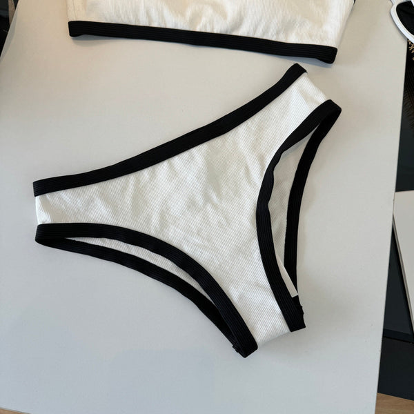CC BIKINI SWIMSUIT SET IN BLACK AND WHITE TRIM 289844