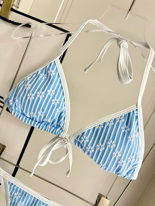 Ensemble bikini CC imprimé fleuri bleu 289857