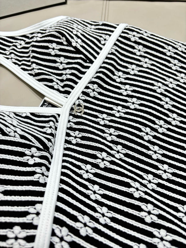 CC Striped Floral One-Piece Swimsuit in Black White 289861