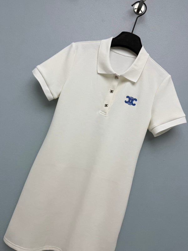 CL 26 Polo Dress White in Cotton 386640