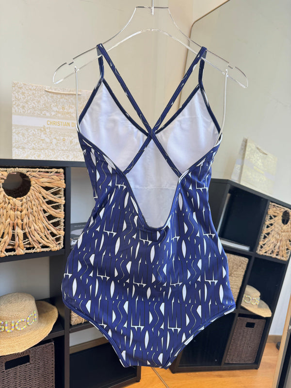 CD One-Piece Bikini White Blue in Polyamide 261390