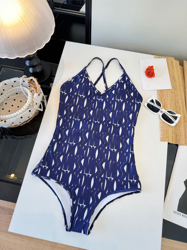 CD One-Piece Bikini White Blue in Polyamide 261390