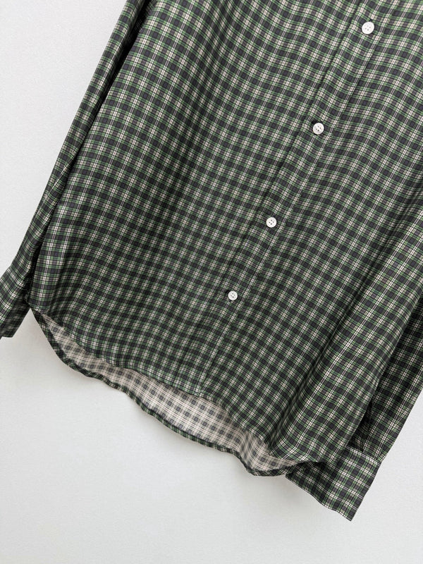 CD 26 Green Plaid Bow Tie Silk Shirt in Silk 386514